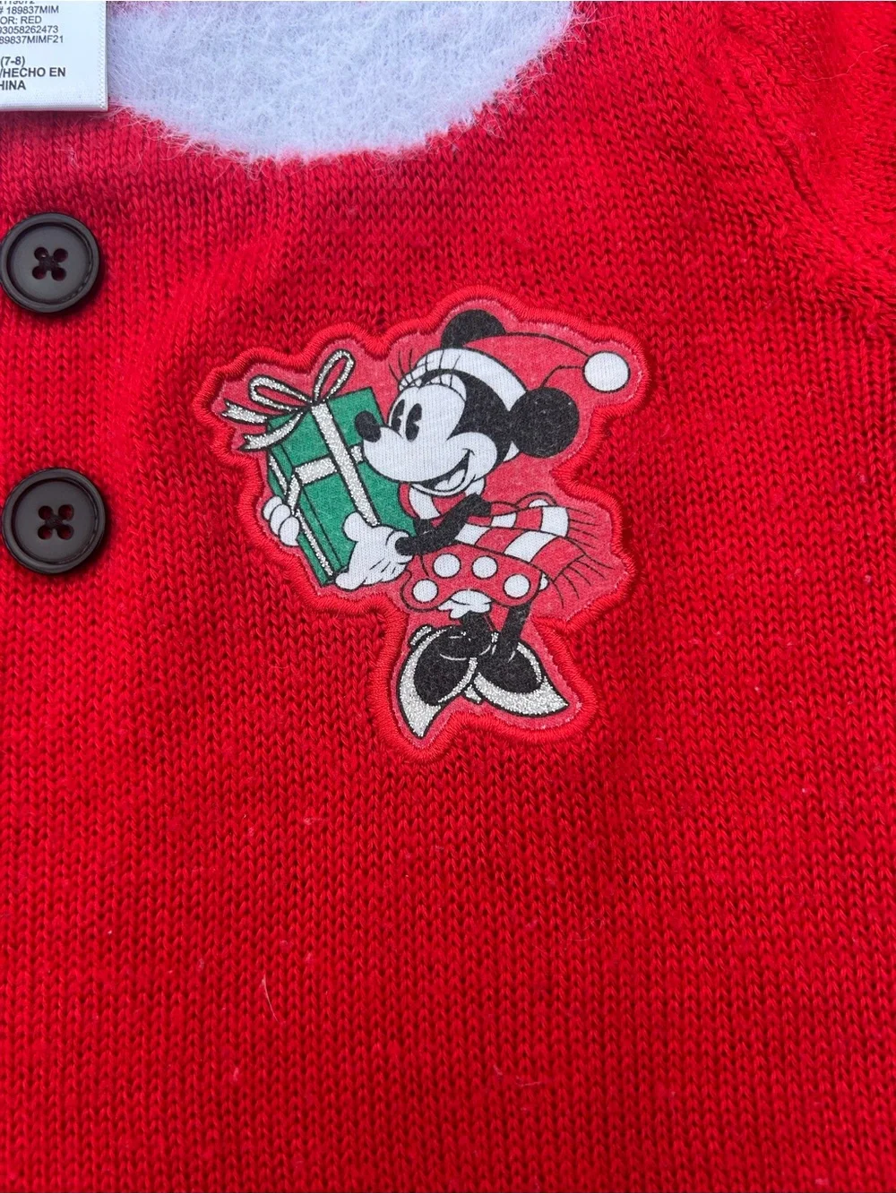 Girls 7/8 Medium Disney Minnie Mouse Polka Dot Sweater Dress HOLIDAY